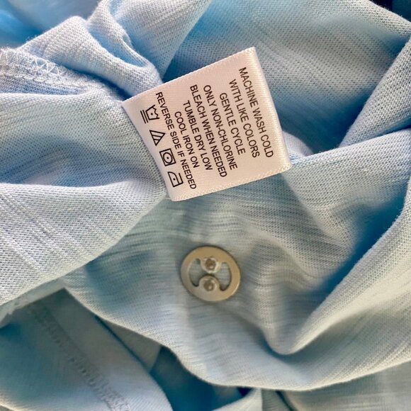 Adrienne Vittadini NEW Blue Short Sleeve Shirt Detailed Neckline Women's Medium - Picture 8 of 9